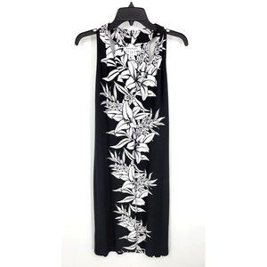 Tommy Bahama Dress Womens Medium Black White Floral Sleeveless Resort Beach